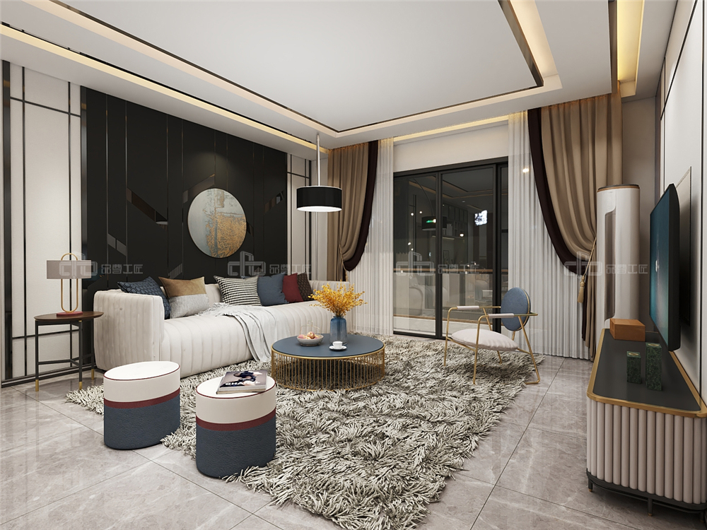 整木定制現(xiàn)代輕奢風(fēng)格與金屬共舞,領(lǐng)略流光歲(圖5) 整木定制客廳