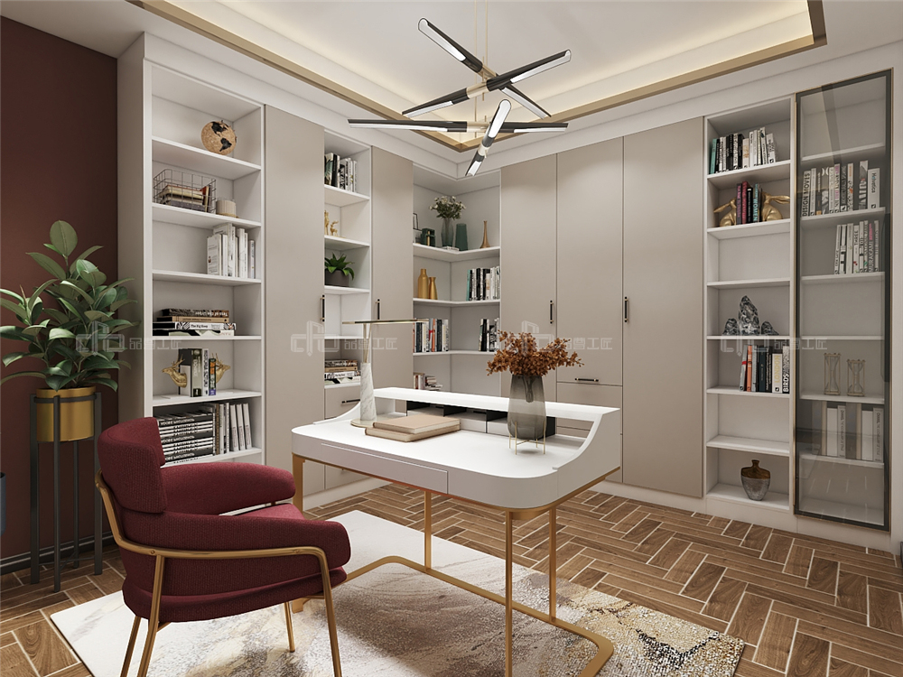 整木定制現(xiàn)代輕奢風(fēng)格與金屬共舞,領(lǐng)略流光歲(圖18) 整木定制書房
