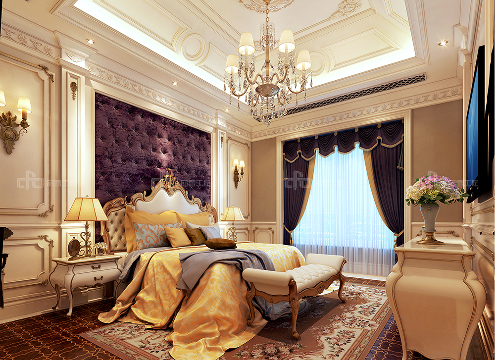 整木定制法式風格，金色別墅裝修案例效果圖(圖7)